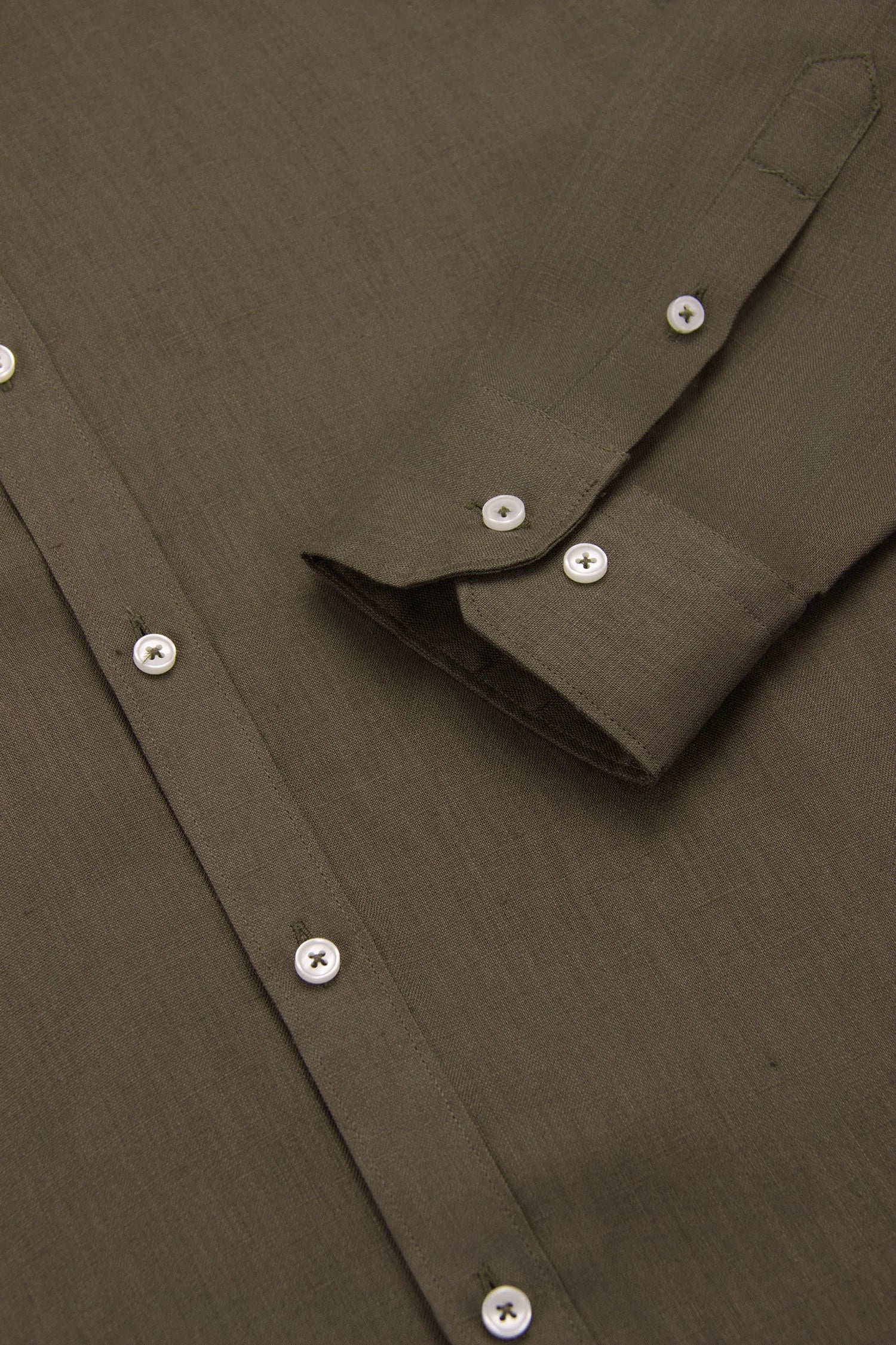 Camisa Button Down Lino Verde Oliva